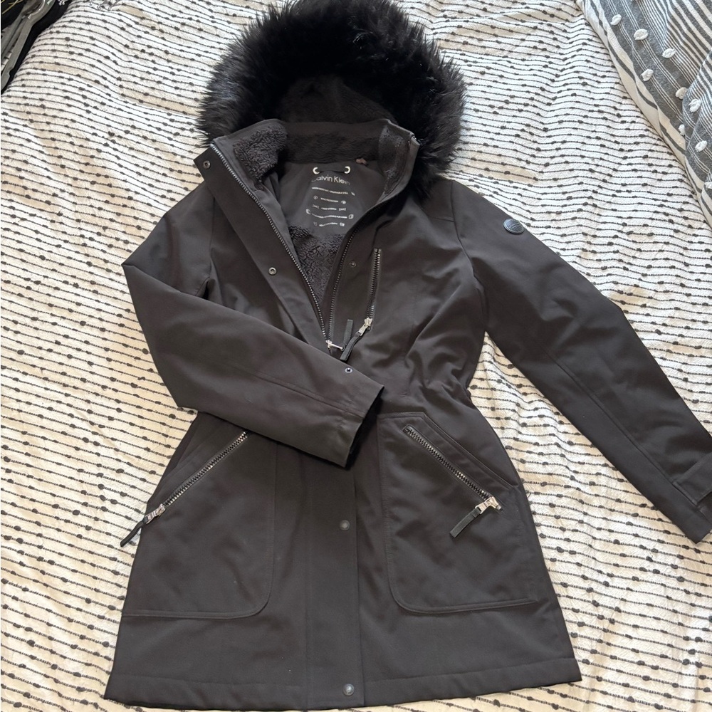Calvin Klein Black Hooded Ski Jacket